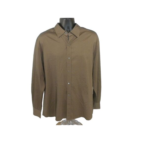 Theory Shirt Mens XL‎ Brown Nelson Button Front Long Sleeve Stretch - Picture 1 of 14